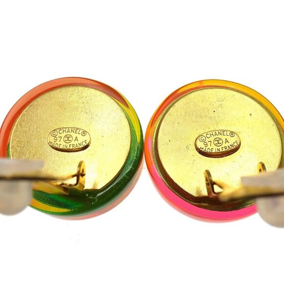 Chanel Button Earrings Clip-On Multicolor - Picture 4 of 5